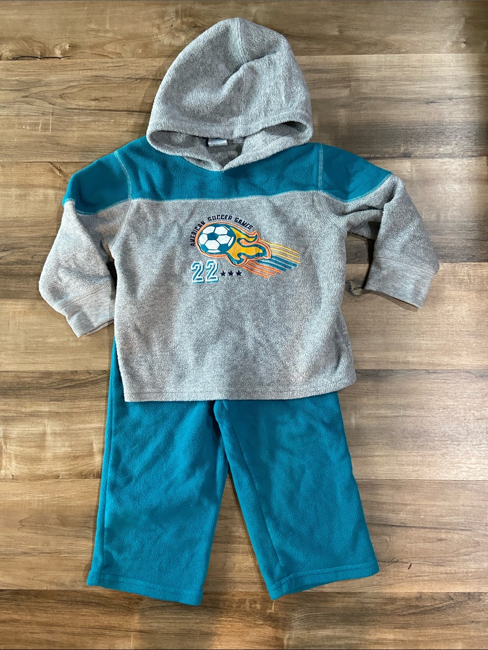 Wonderkids Gray and Teal Fleece Pullover Hoodie